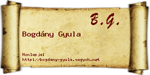Bogdány Gyula névjegykártya